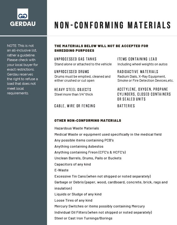 Gerdau Metals Recycling Non-Conforming Materials 